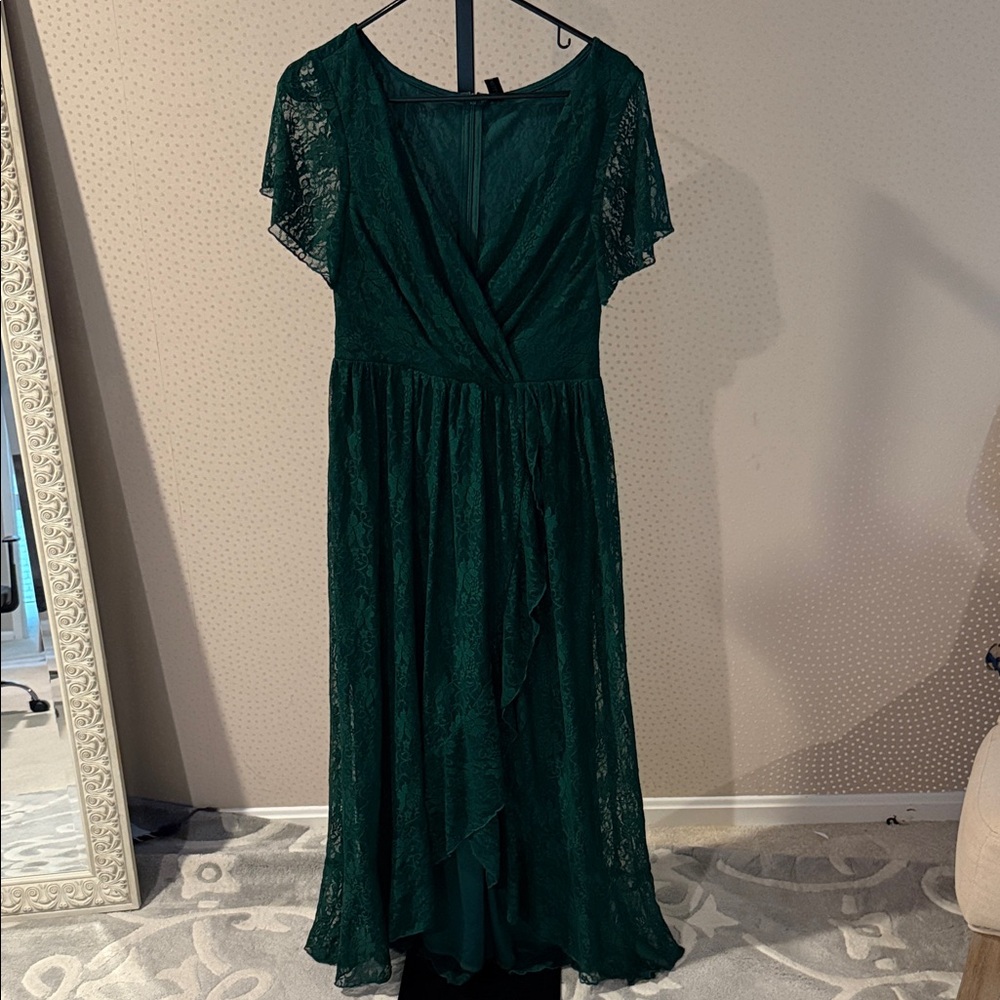Ever Pretty Deep Green Lace Midi Dress